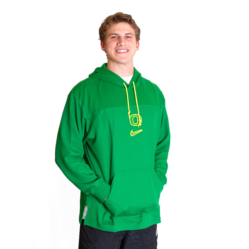 Classic Oregon O, Nike, Green, Hoodie, Performance/Dri-FIT, Men, Football, Heavy, Double pique, Pullover, Sweatshirt, 797554